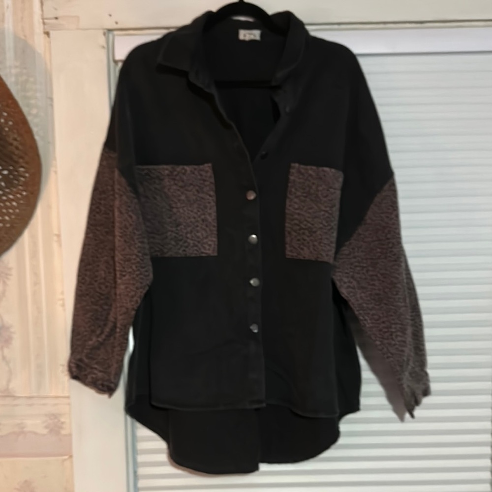 POL Black and Gray Two-Tone Jean Jacket